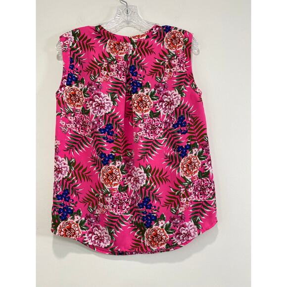 J Crew Bright Pink Tropical Floral V-Neck Sleeveless Top Sz 4 Resort Girl Boss - Picture 7 of 7